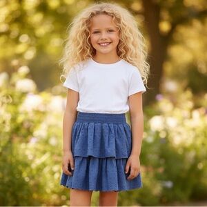 NWT Aqua (a Bloomingdales brand) Smocked Tiered Eyelet Mini Skirt‎ Vacation